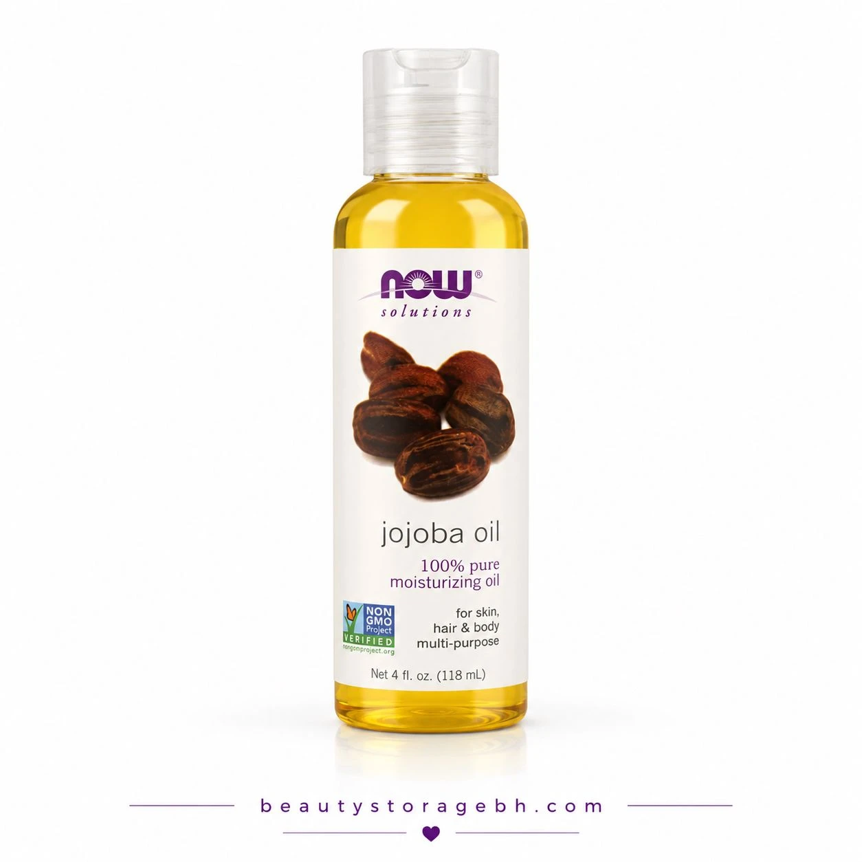 NOW Foods Solutions 100% Pure Jojoba Oil, a multi-purpose natural oil for personal, hair, and body care.