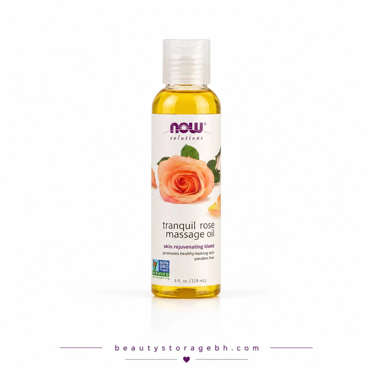 NOW Foods Solutions Tranquil Rose Massage Oil, a natural massage and body oil for rejuvenation
