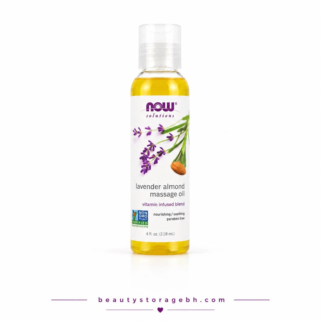 NOW Solutions Lavender Almond Massage Oil Vitamin Infused Blend